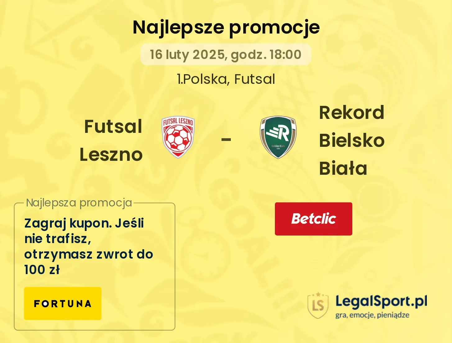 Futsal Leszno - Rekord Bielsko Biała promocje u bukmacherów
