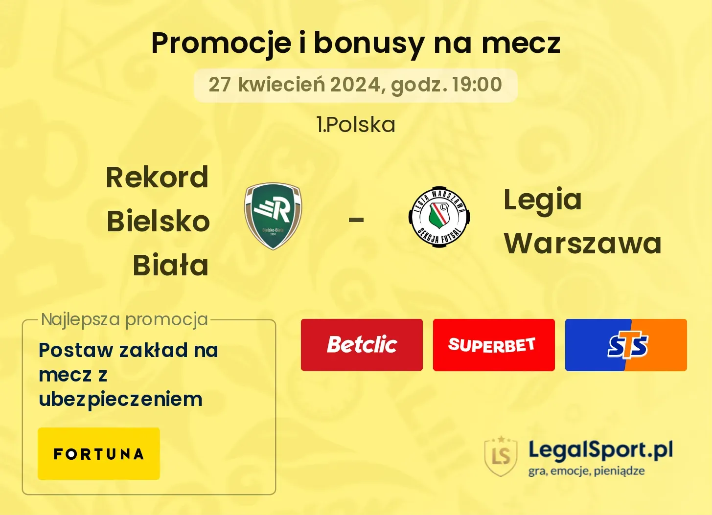 Rekord Bielsko Biała - Legia Warszawa promocje bonusy na mecz