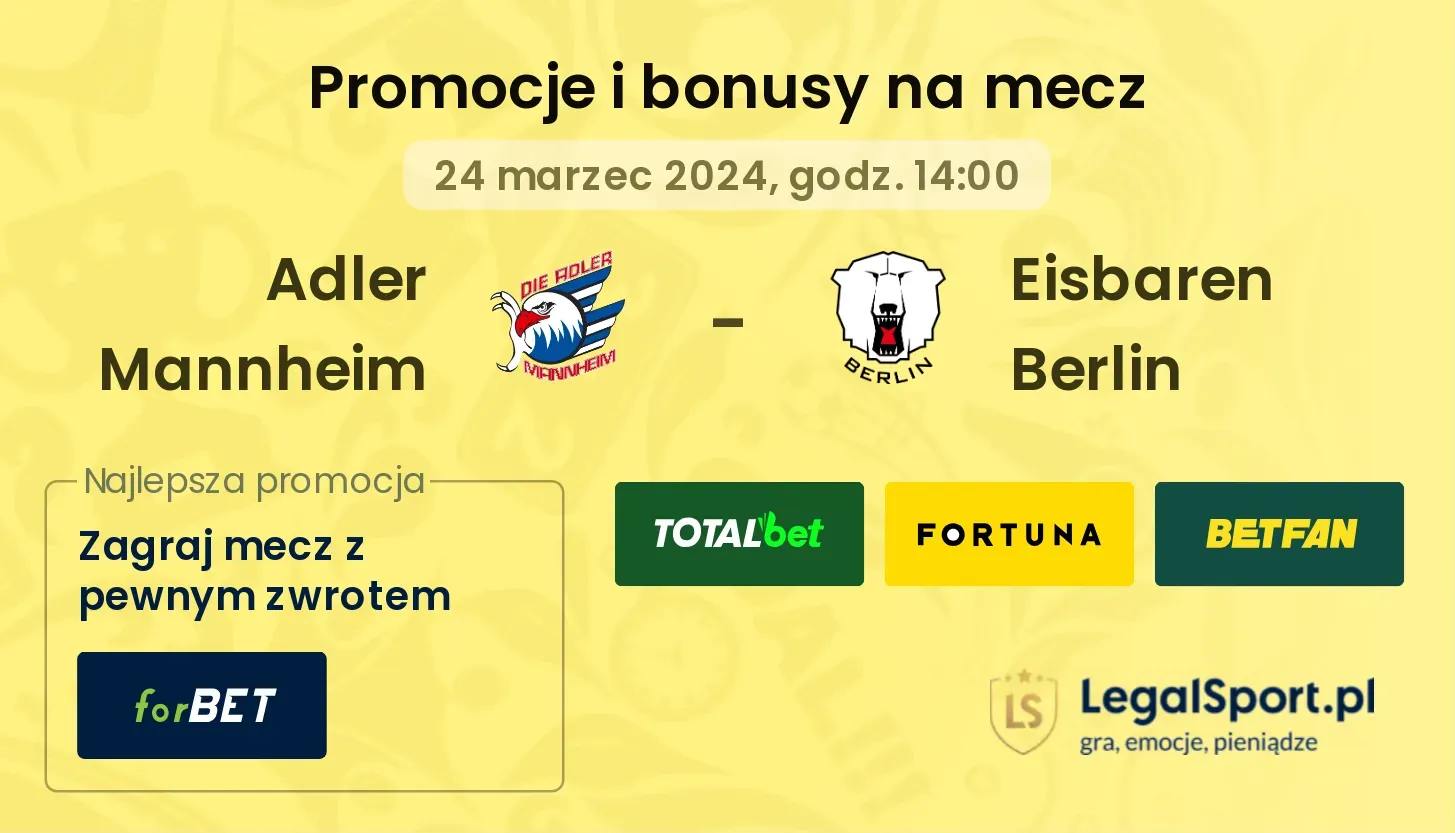 Adler Mannheim -  Eisbaren Berlin promocje bonusy na mecz