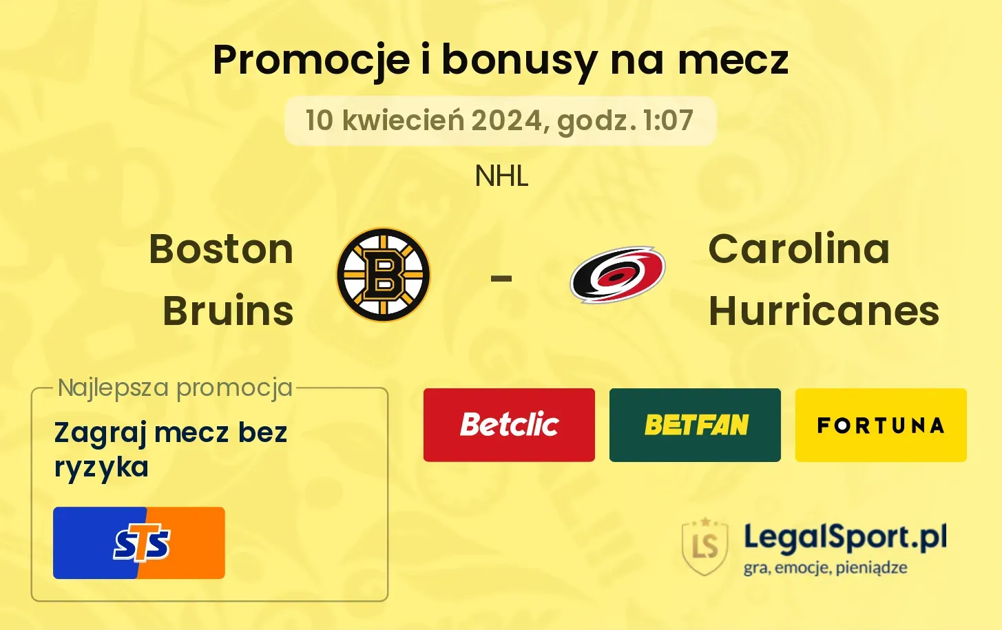 Boston Bruins - Carolina Hurricanes promocje bonusy na mecz