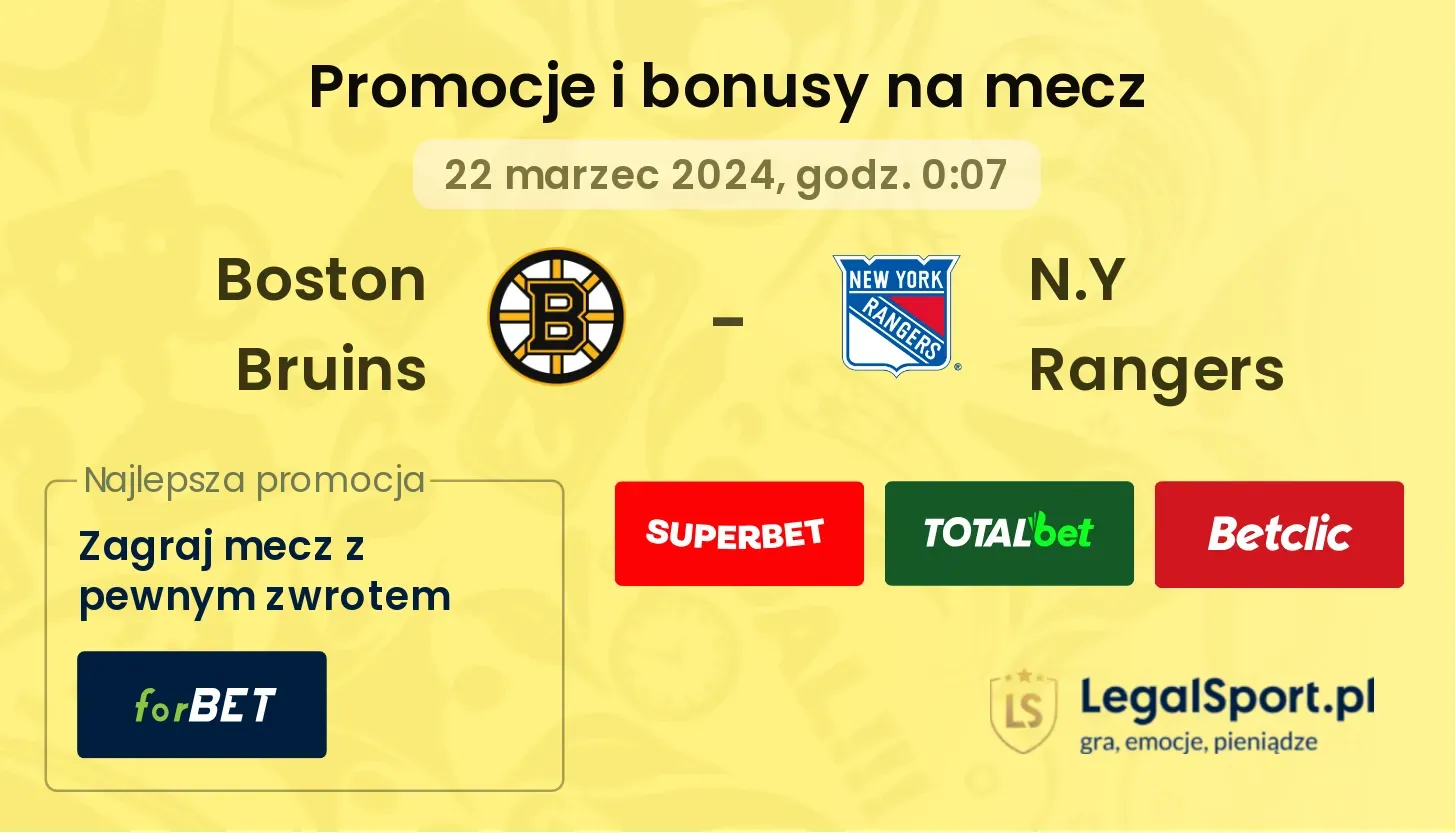 Boston Bruins - N.Y Rangers promocje bonusy na mecz