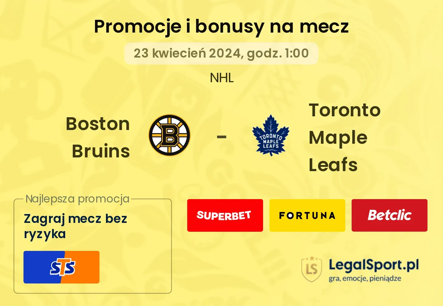 Boston Bruins - Toronto Maple Leafs promocje bonusy na mecz