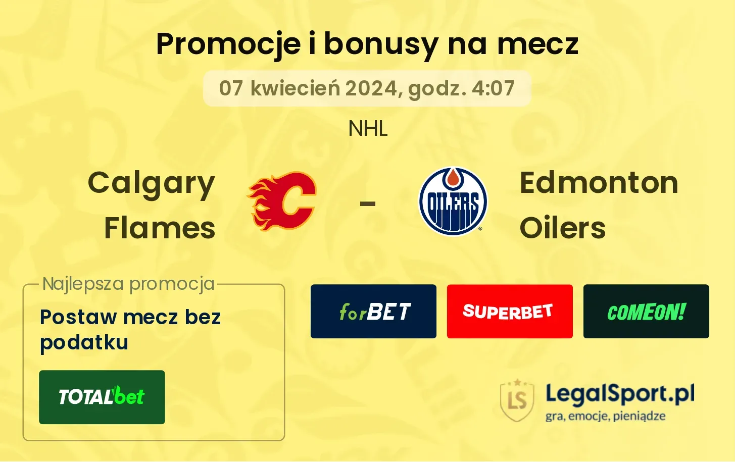 Calgary Flames - Edmonton Oilers promocje bonusy na mecz