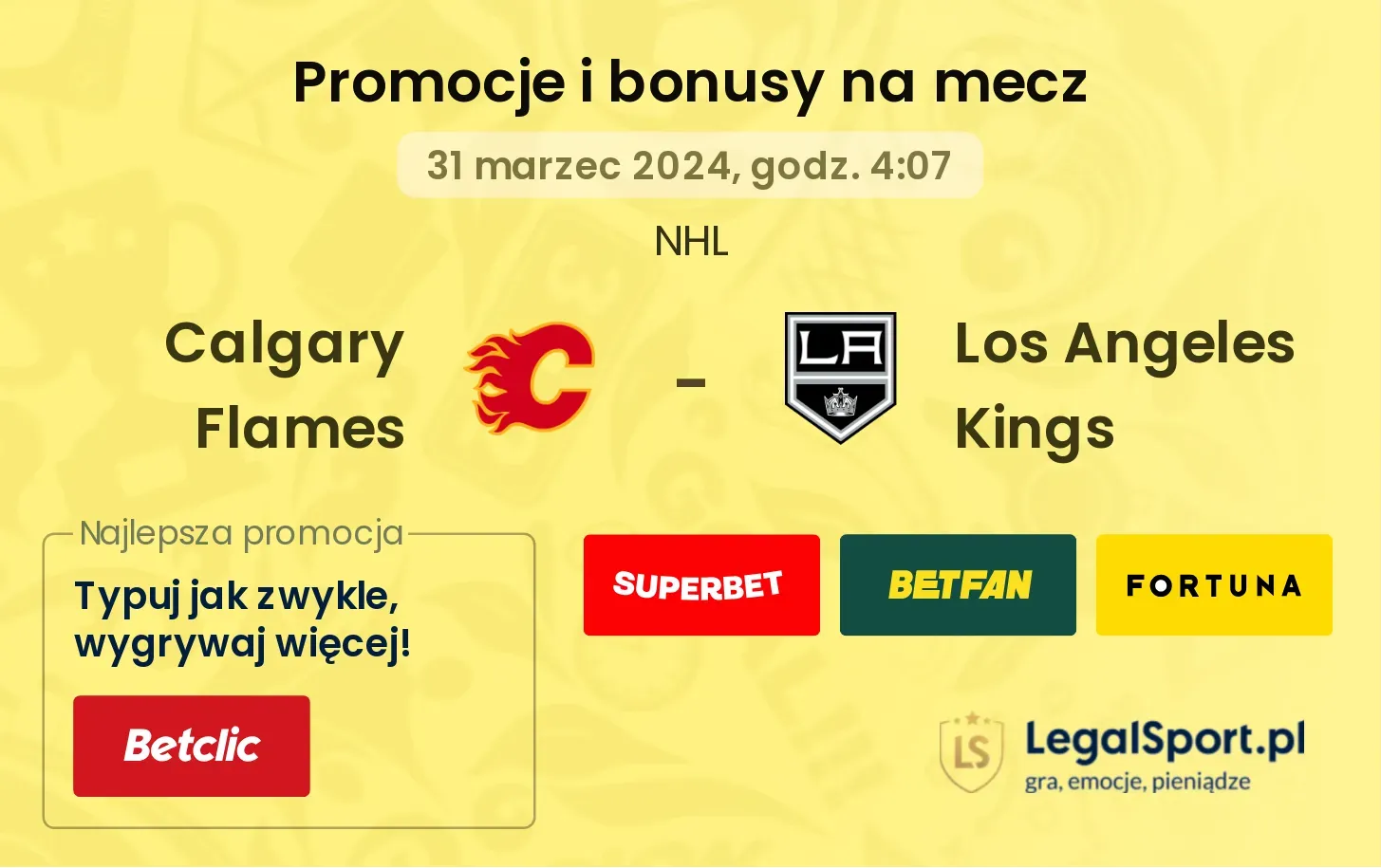 Calgary Flames - Los Angeles Kings promocje bonusy na mecz