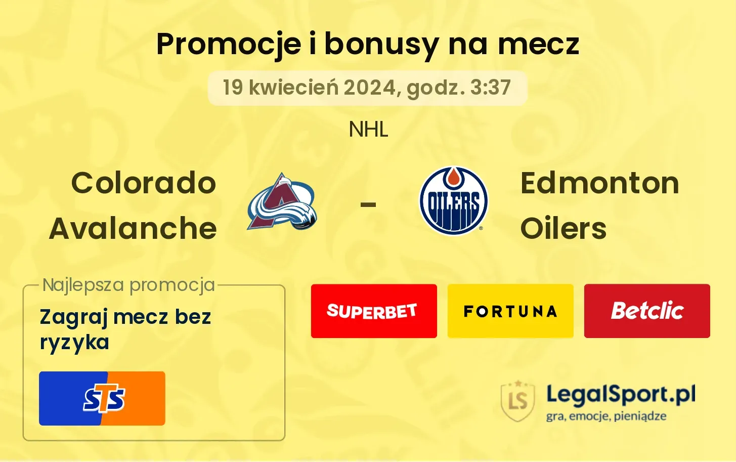 Colorado Avalanche - Edmonton Oilers promocje bonusy na mecz