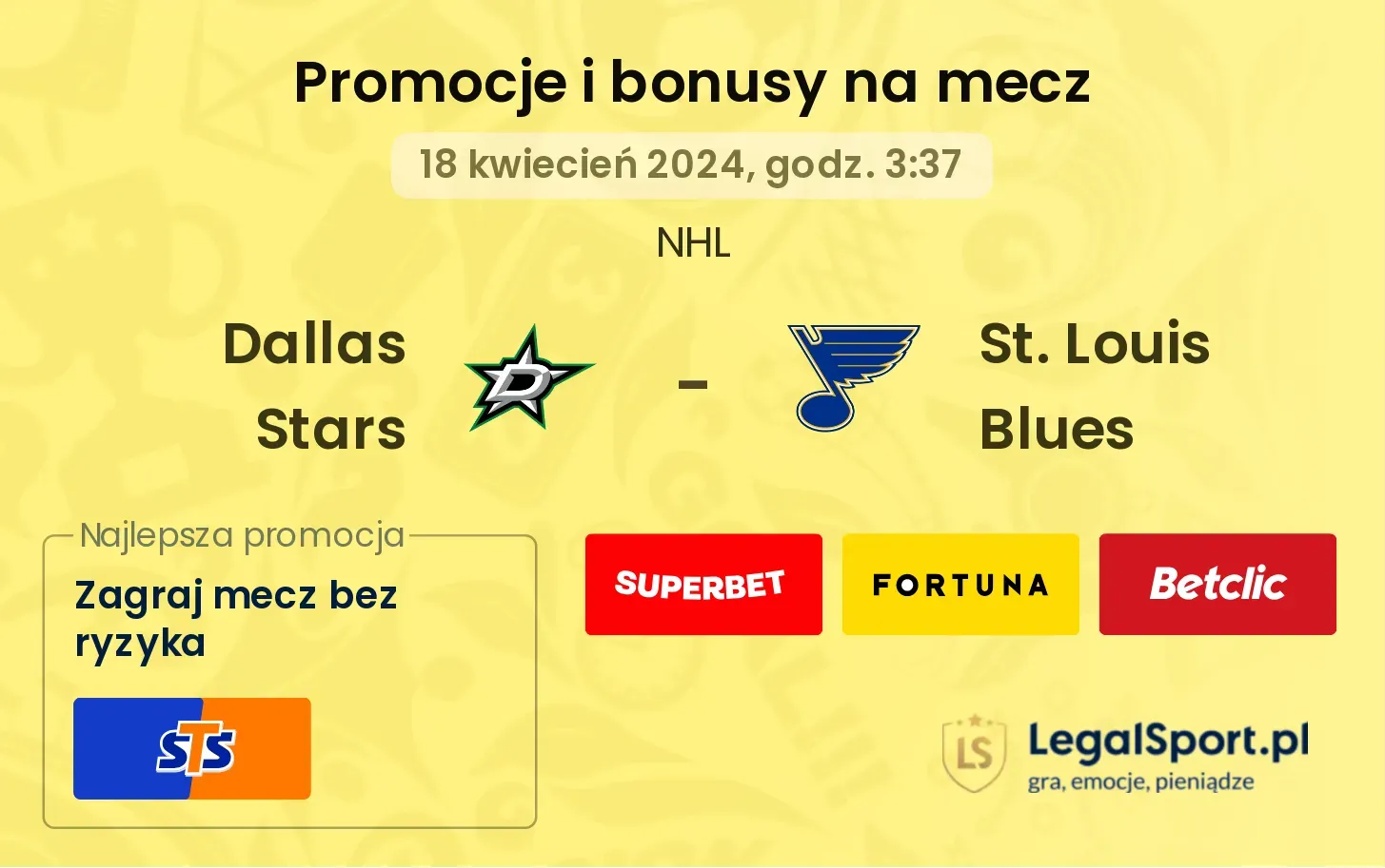 Dallas Stars - St. Louis Blues promocje bonusy na mecz