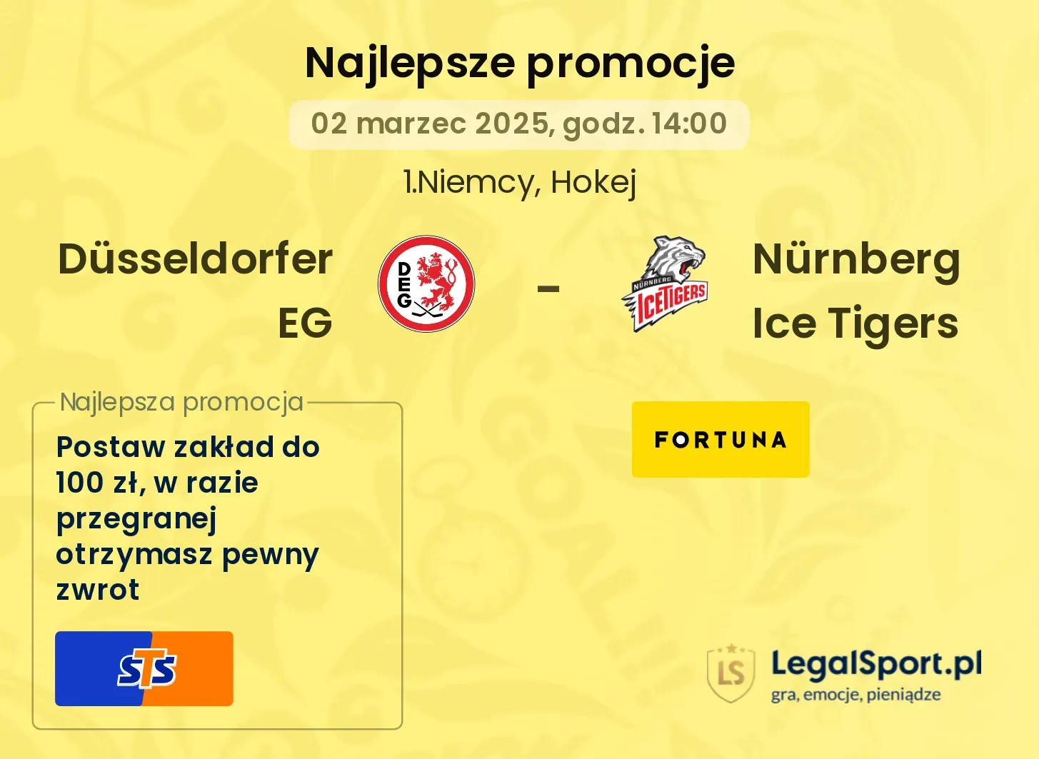  Düsseldorfer EG -  Nürnberg Ice Tigers promocje bukmacherskie
