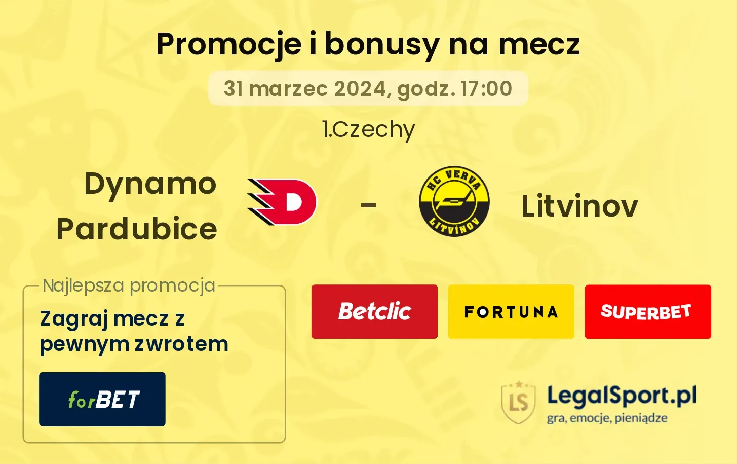 Dynamo Pardubice - Litvinov promocje bonusy na mecz