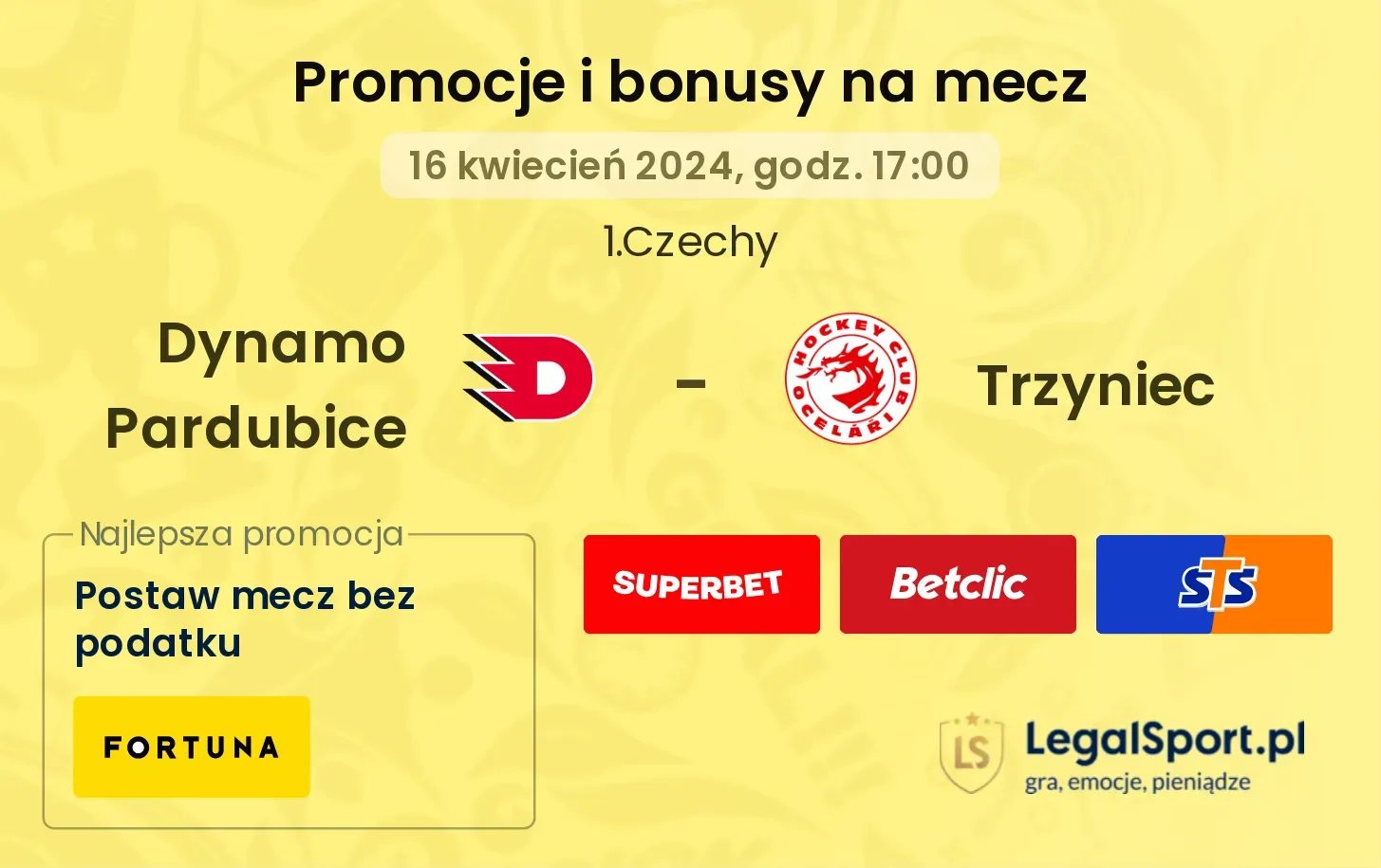 Dynamo Pardubice - Trzyniec promocje bonusy na mecz