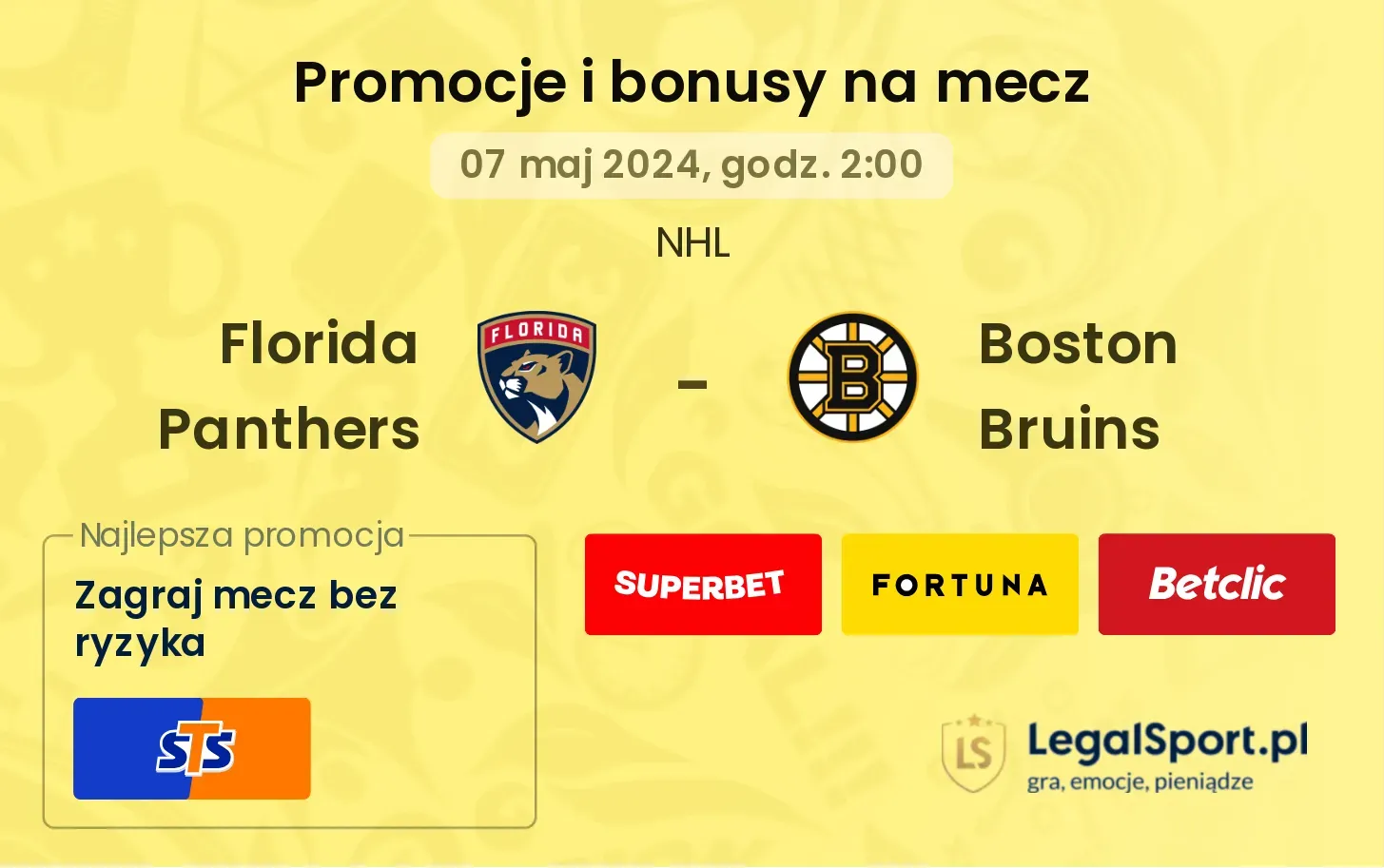 Florida Panthers - Boston Bruins bonusy i promocje (07.05, 02:00)