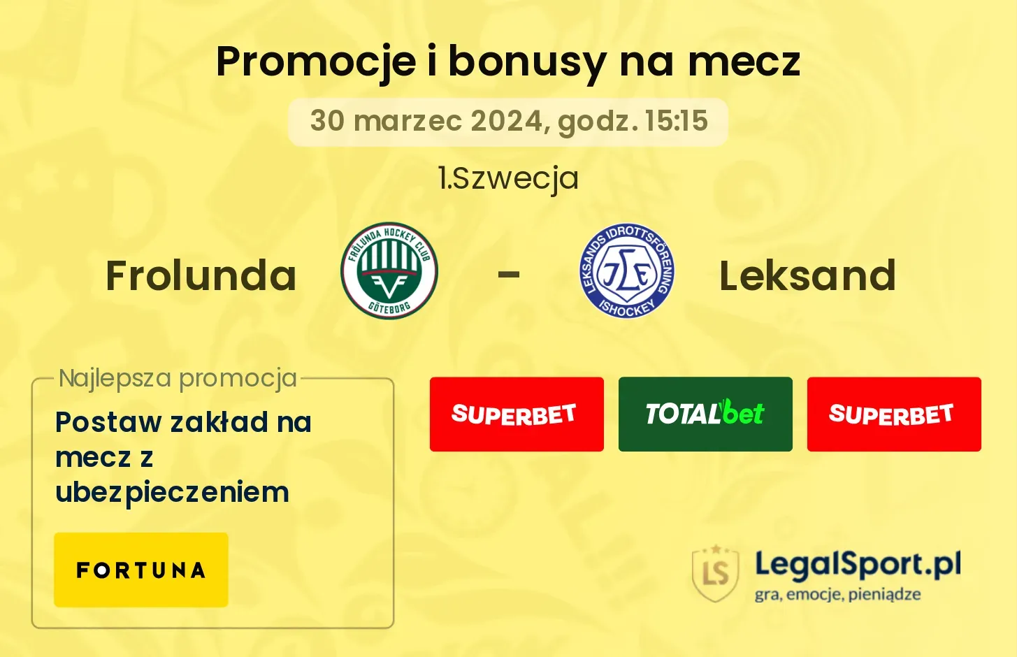 Frolunda - Leksand promocje bonusy na mecz