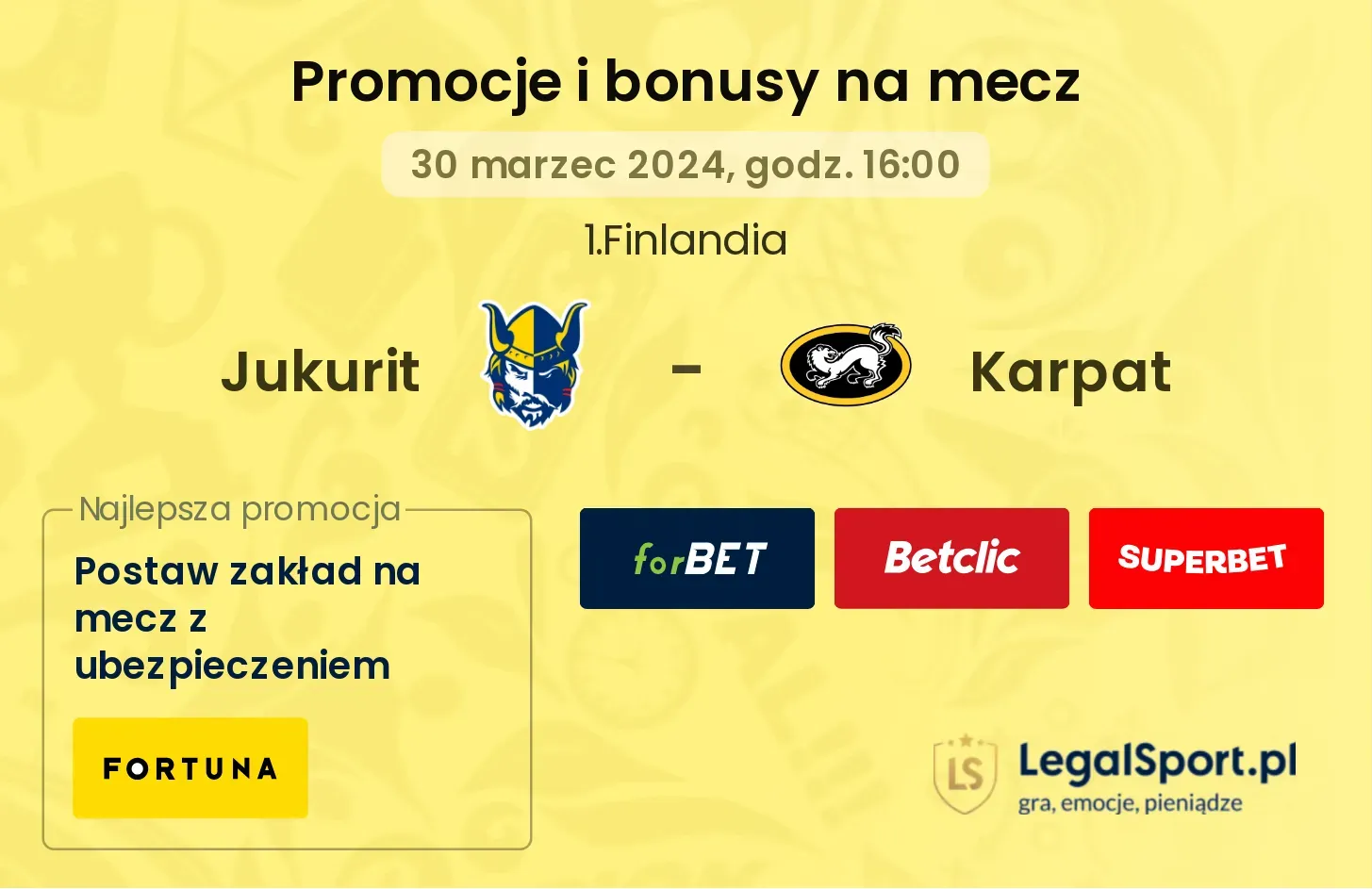 Jukurit - Karpat promocje bonusy na mecz