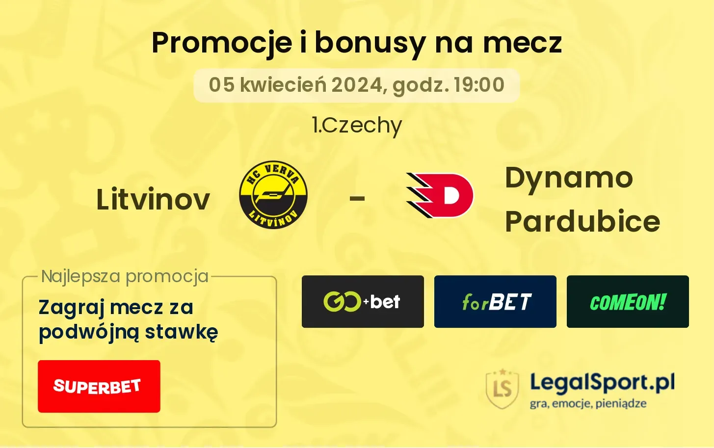Litvinov - Dynamo Pardubice promocje bonusy na mecz