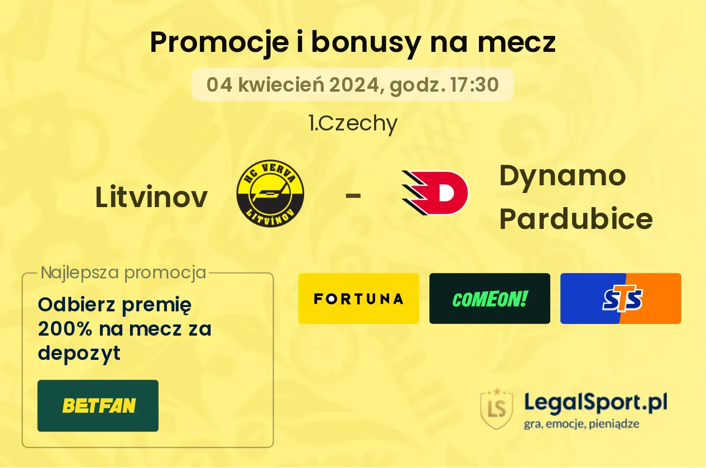Litvinov - Dynamo Pardubice promocje bonusy na mecz