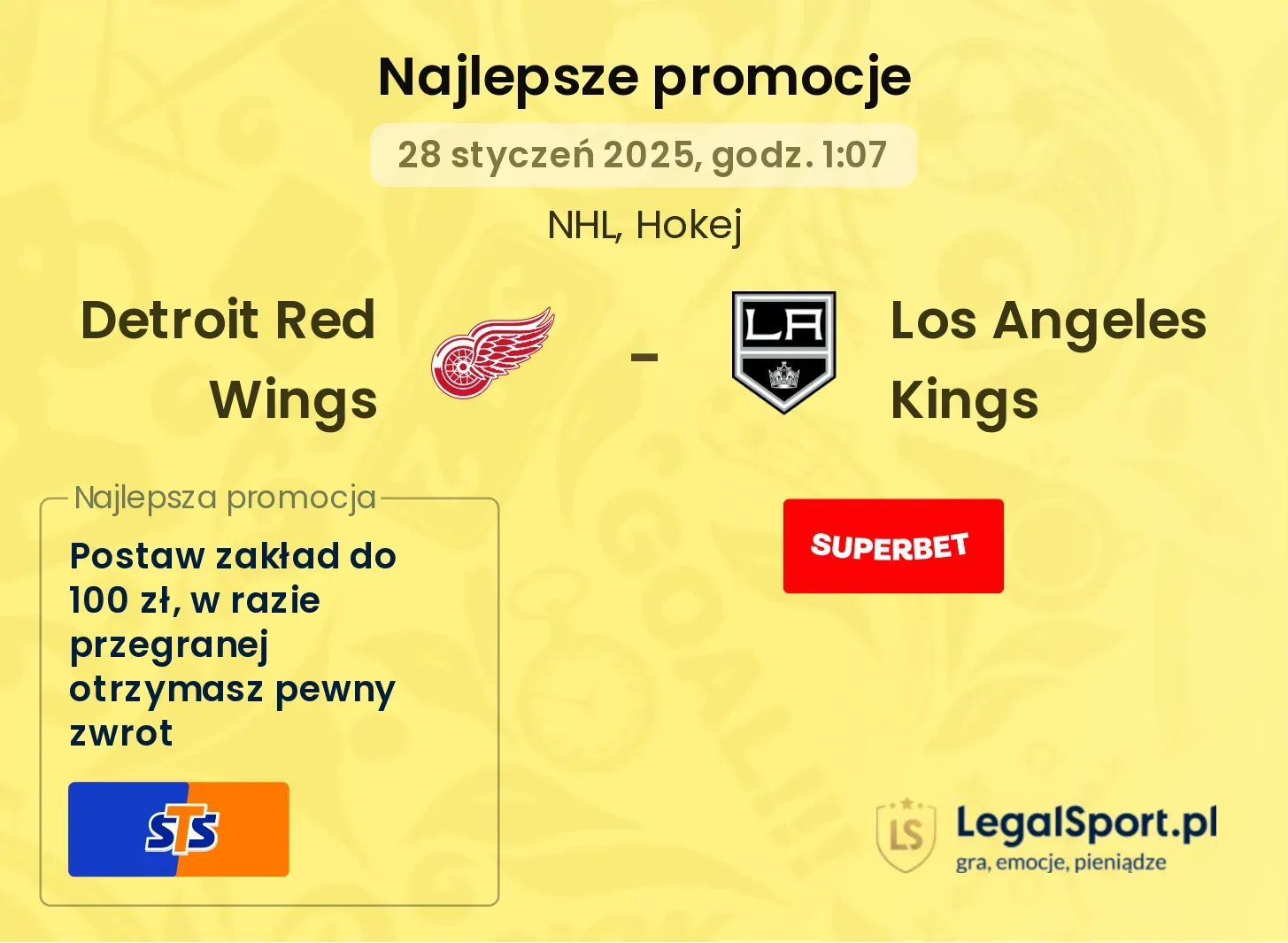 Detroit Red Wings - Los Angeles Kings promocje u bukmacherów