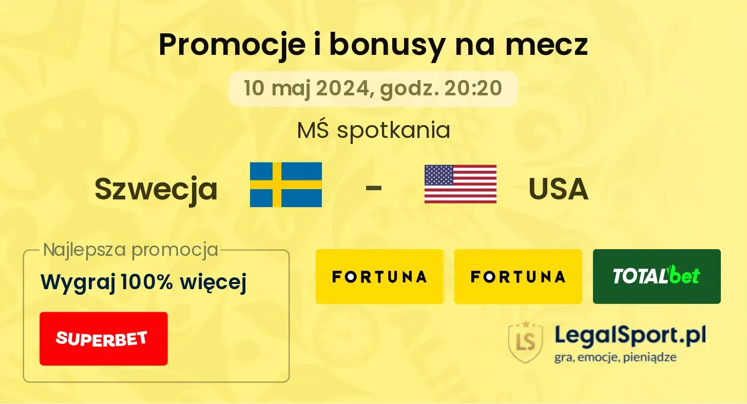 Szwecja - USA promocje bonusy na mecz