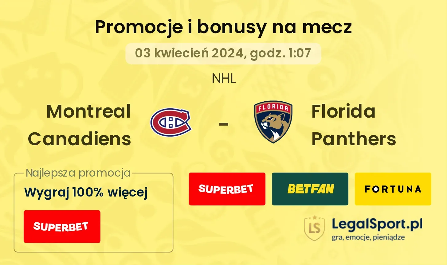 Montreal Canadiens - Florida Panthers promocje bonusy na mecz