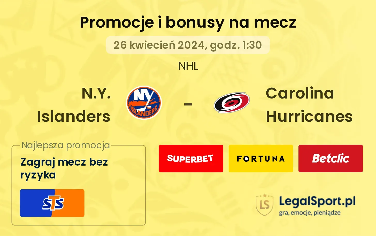 N.Y. Islanders - Carolina Hurricanes promocje bonusy na mecz
