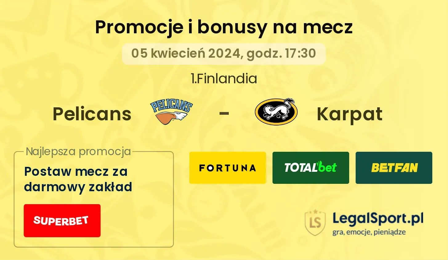 Pelicans - Karpat promocje bonusy na mecz