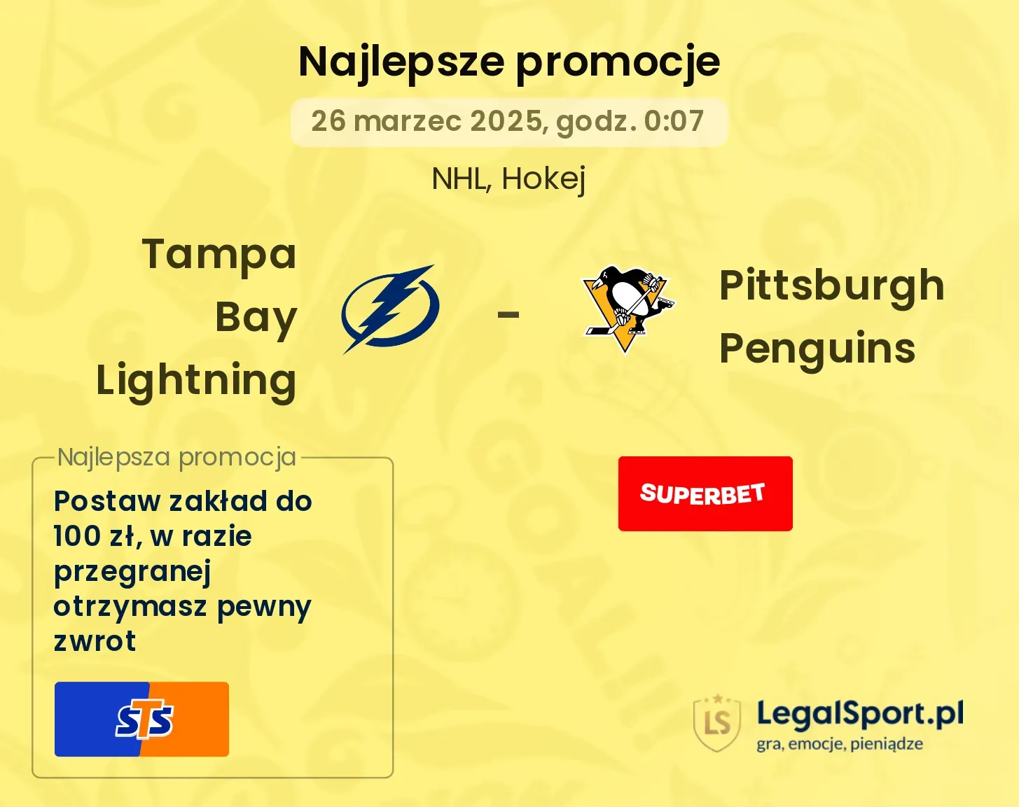 Pittsburgh Penguins - Tampa Bay Lightning promocje bonusy na mecz