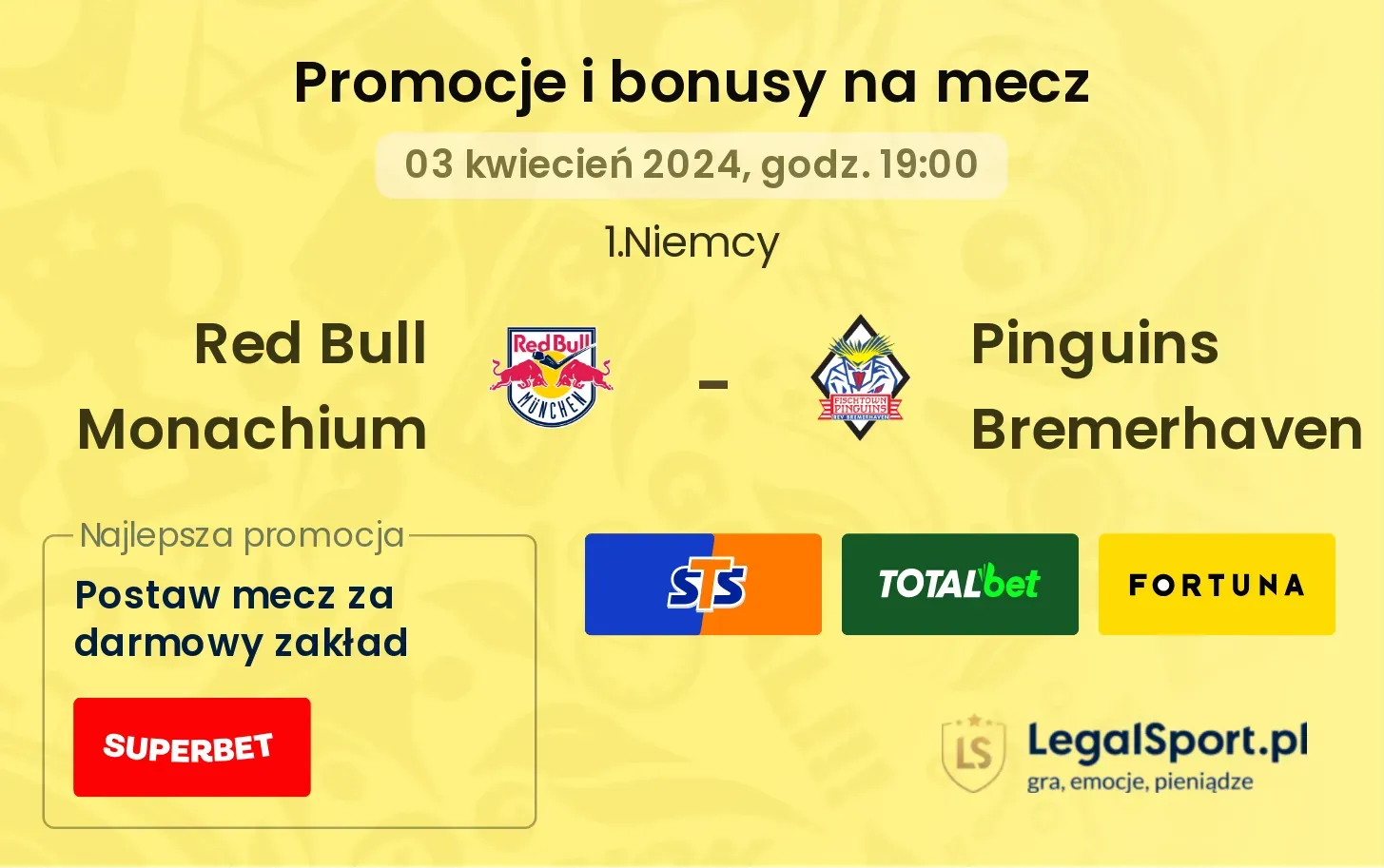 Red Bull Monachium - Pinguins Bremerhaven promocje bonusy na mecz