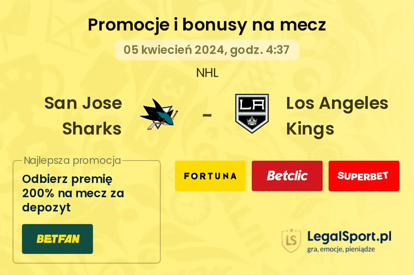 San Jose Sharks - Los Angeles Kings promocje bonusy na mecz
