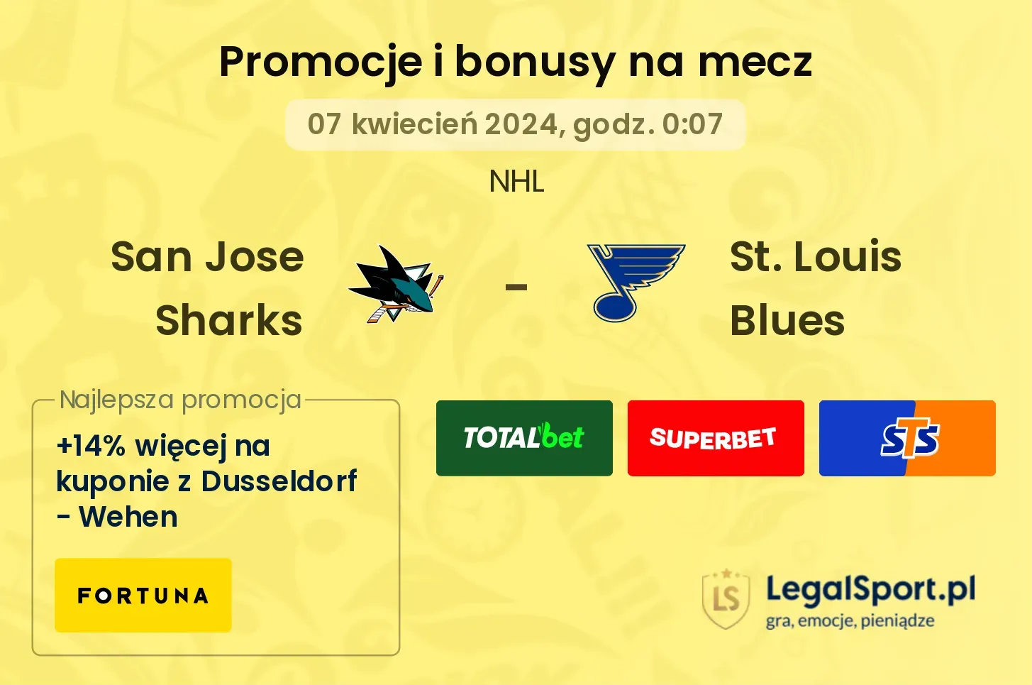 San Jose Sharks - St. Louis Blues promocje bonusy na mecz