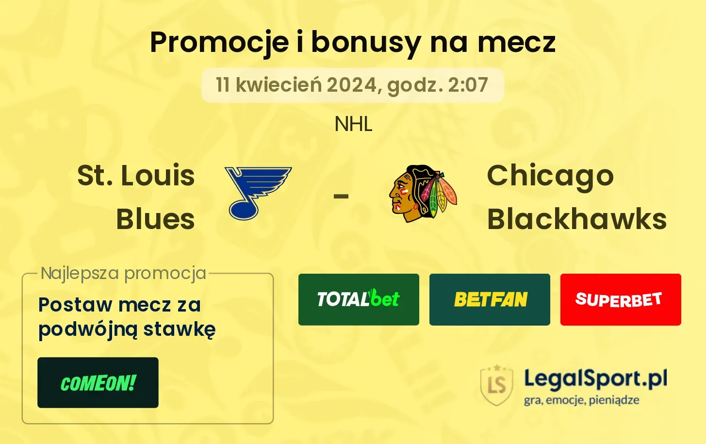 St. Louis Blues - Chicago Blackhawks promocje bonusy na mecz