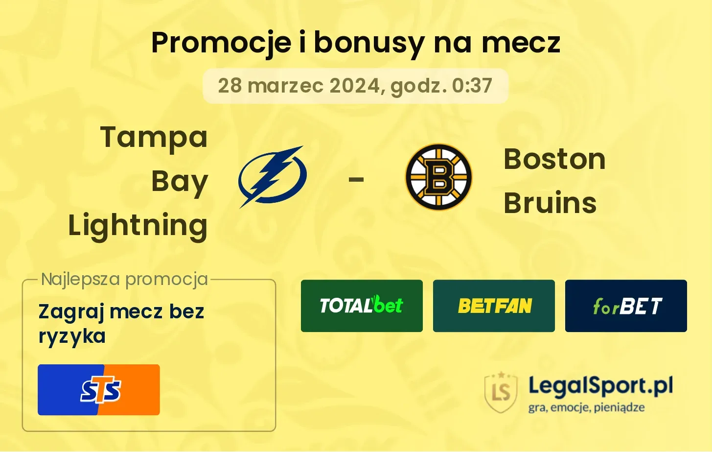 Tampa Bay Lightning - Boston Bruins promocje bonusy na mecz