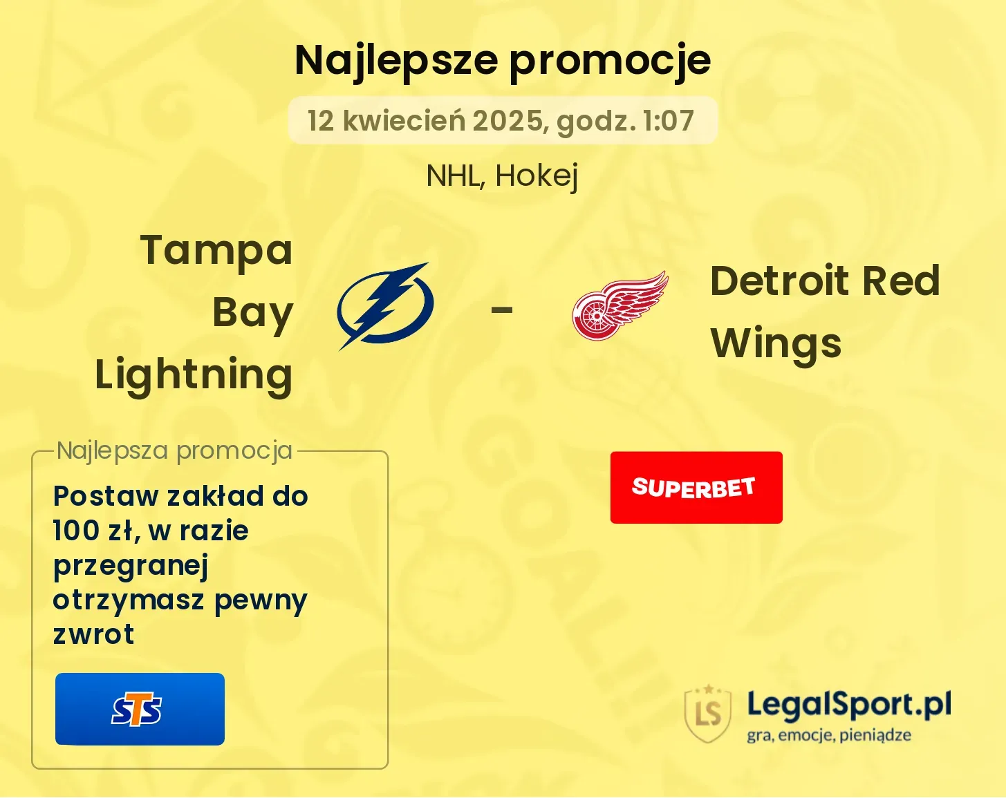Tampa Bay Lightning - Detroit Red Wings promocje bukmacherskie