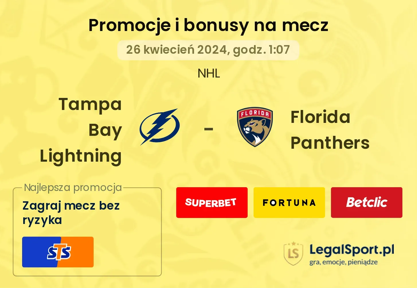 Tampa Bay Lightning - Florida Panthers promocje bonusy na mecz