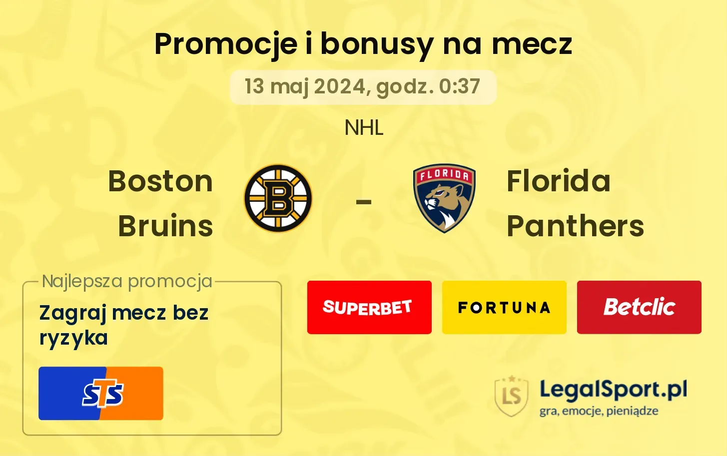 Boston Bruins - Florida Panthers bonusy i promocje (13.05, 00:37)