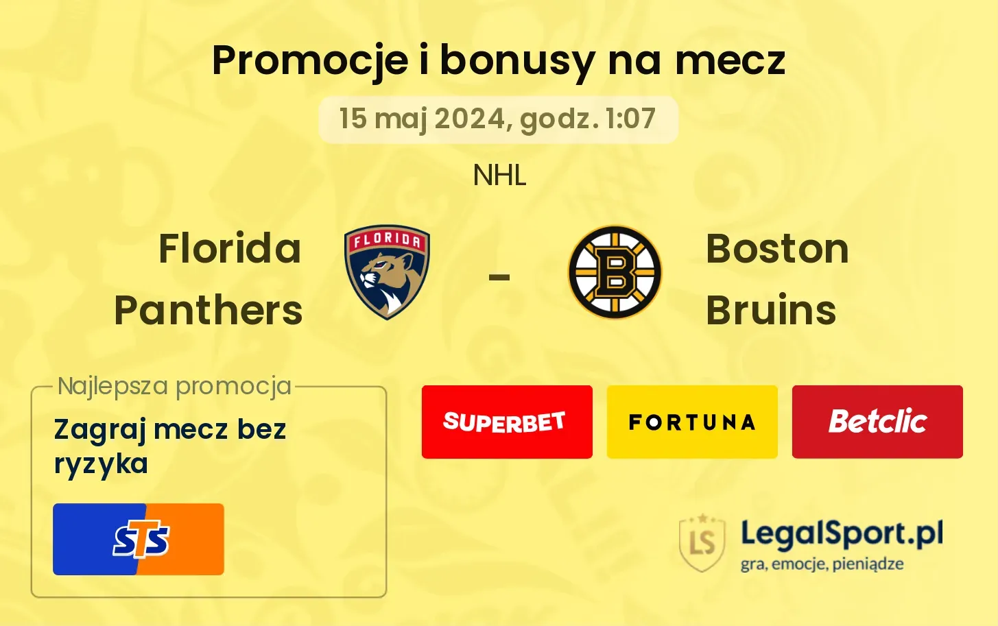 Florida Panthers - Boston Bruins bonusy i promocje (15.05, 01:07)