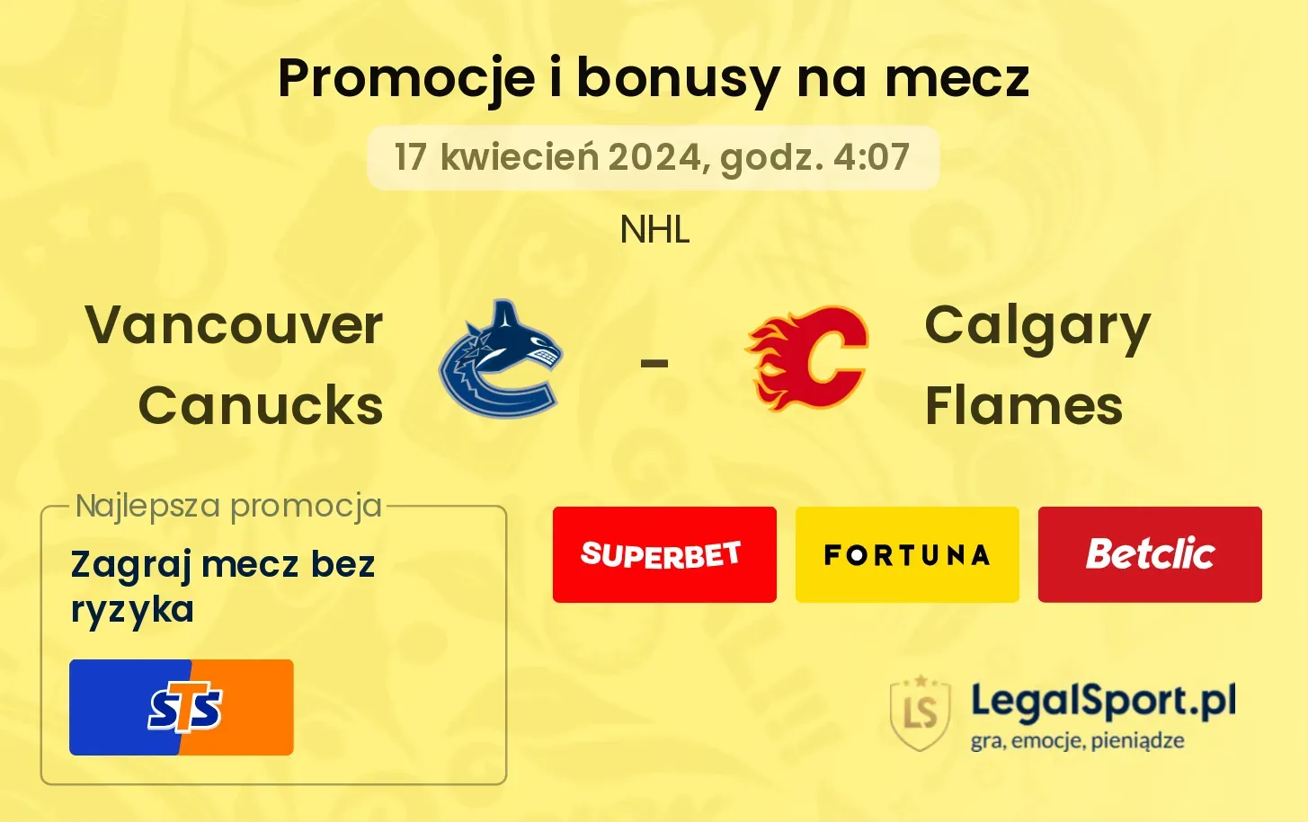 Vancouver Canucks - Calgary Flames promocje bonusy na mecz