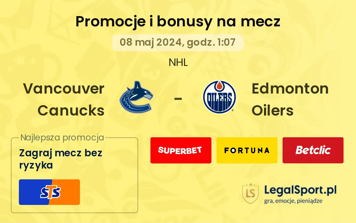 Vancouver Canucks - Edmonton Oilers promocje bonusy na mecz