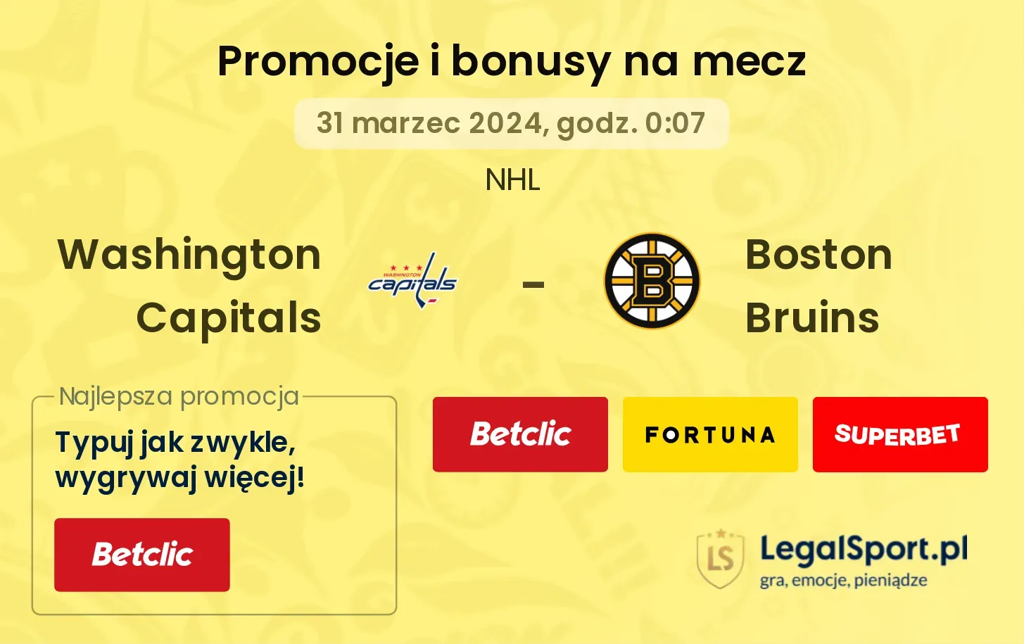 Washington Capitals - Boston Bruins promocje bonusy na mecz