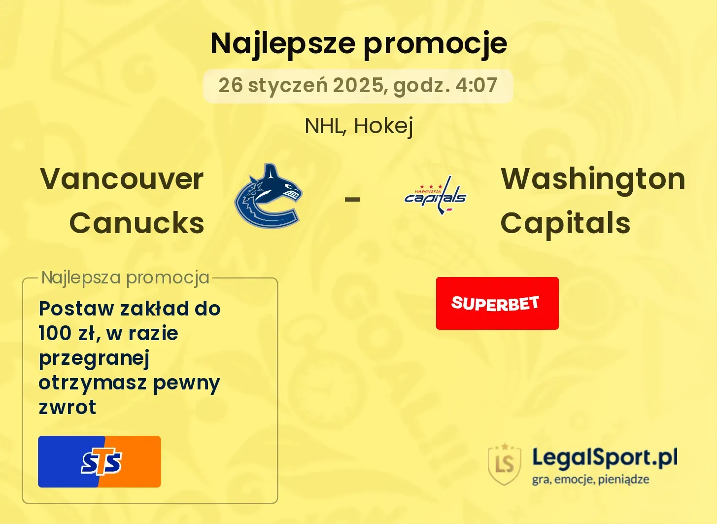 Vancouver Canucks - Washington Capitals promocje u bukmacherów
