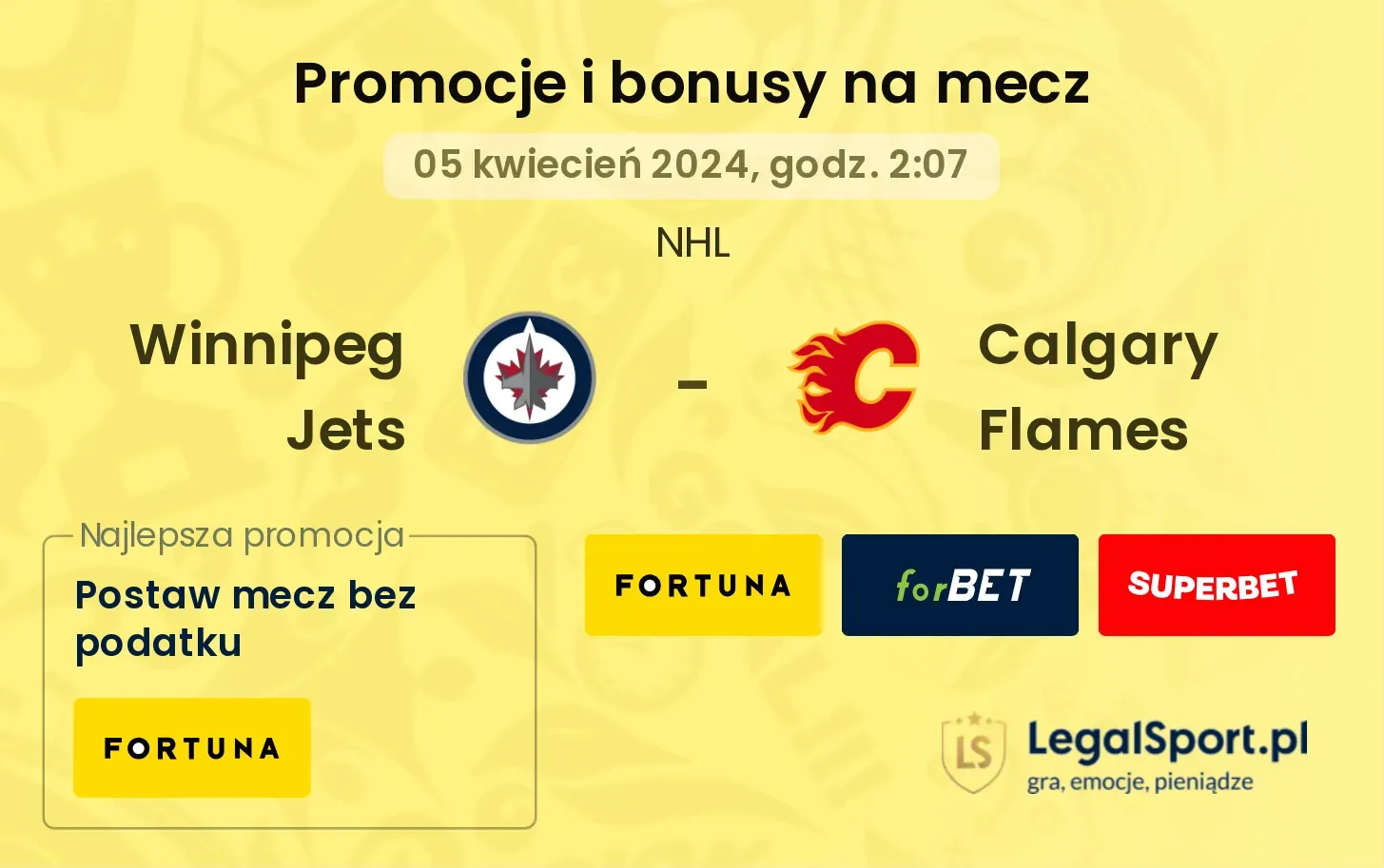 Winnipeg Jets - Calgary Flames promocje bonusy na mecz
