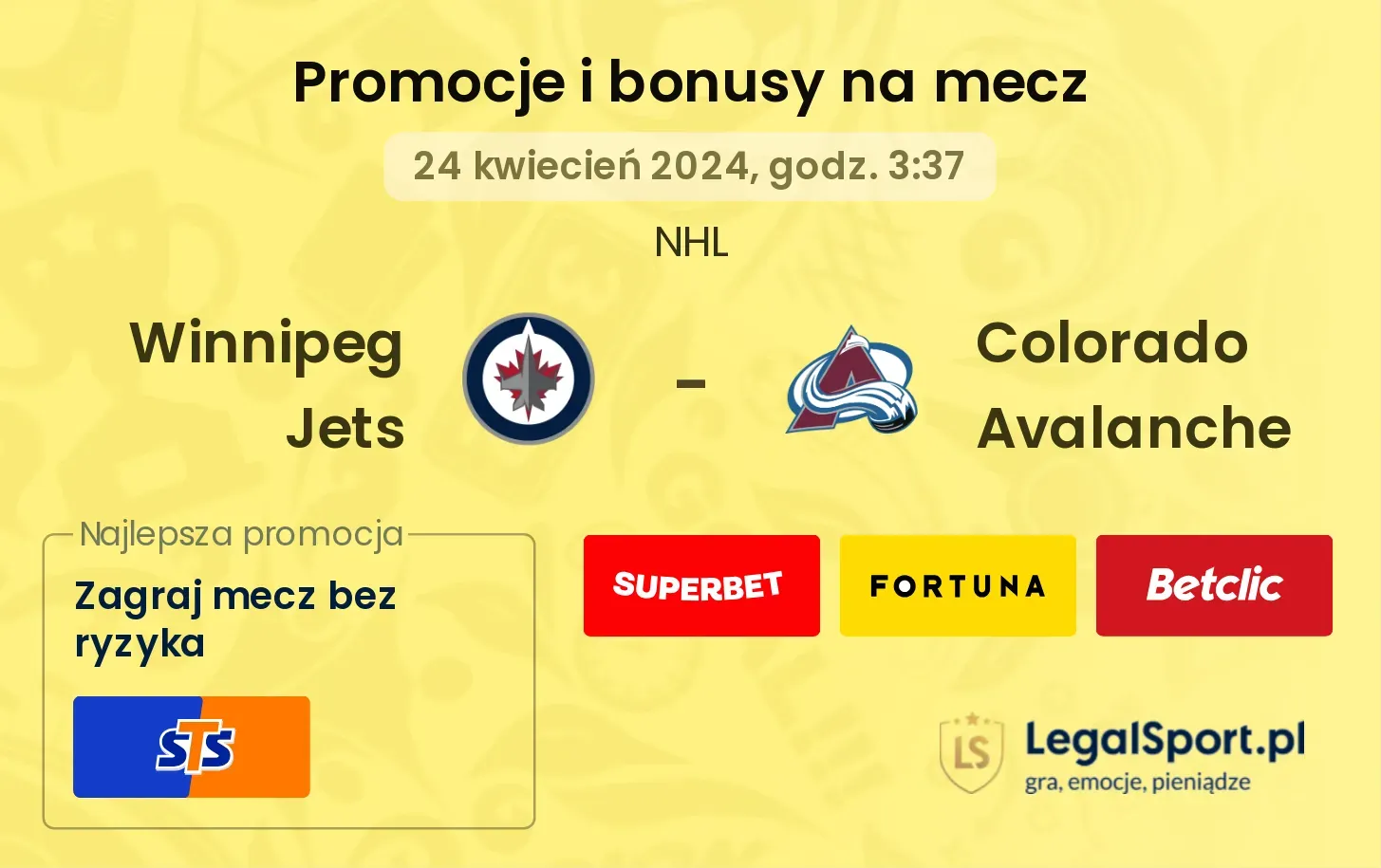 Winnipeg Jets - Colorado Avalanche promocje bonusy na mecz