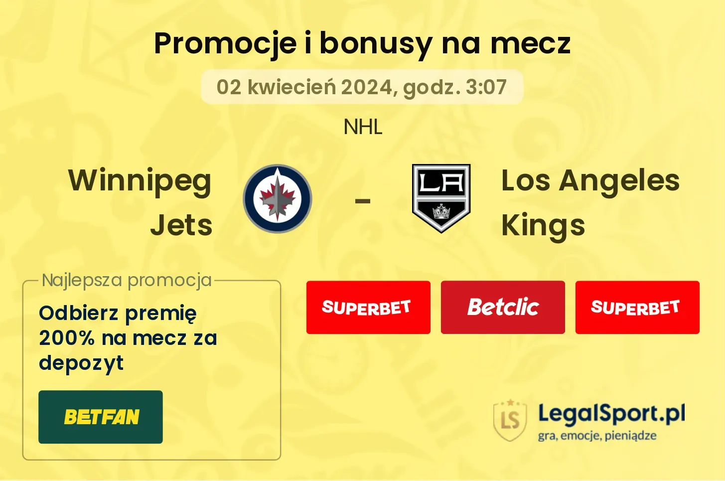 Winnipeg Jets - Los Angeles Kings promocje bonusy na mecz