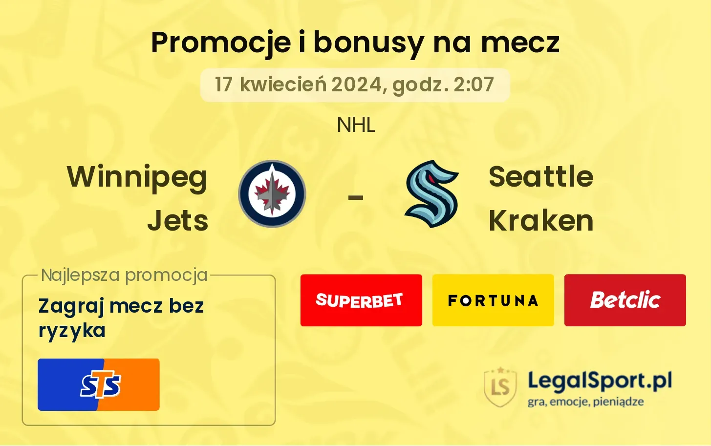 Winnipeg Jets - Seattle Kraken promocje bonusy na mecz