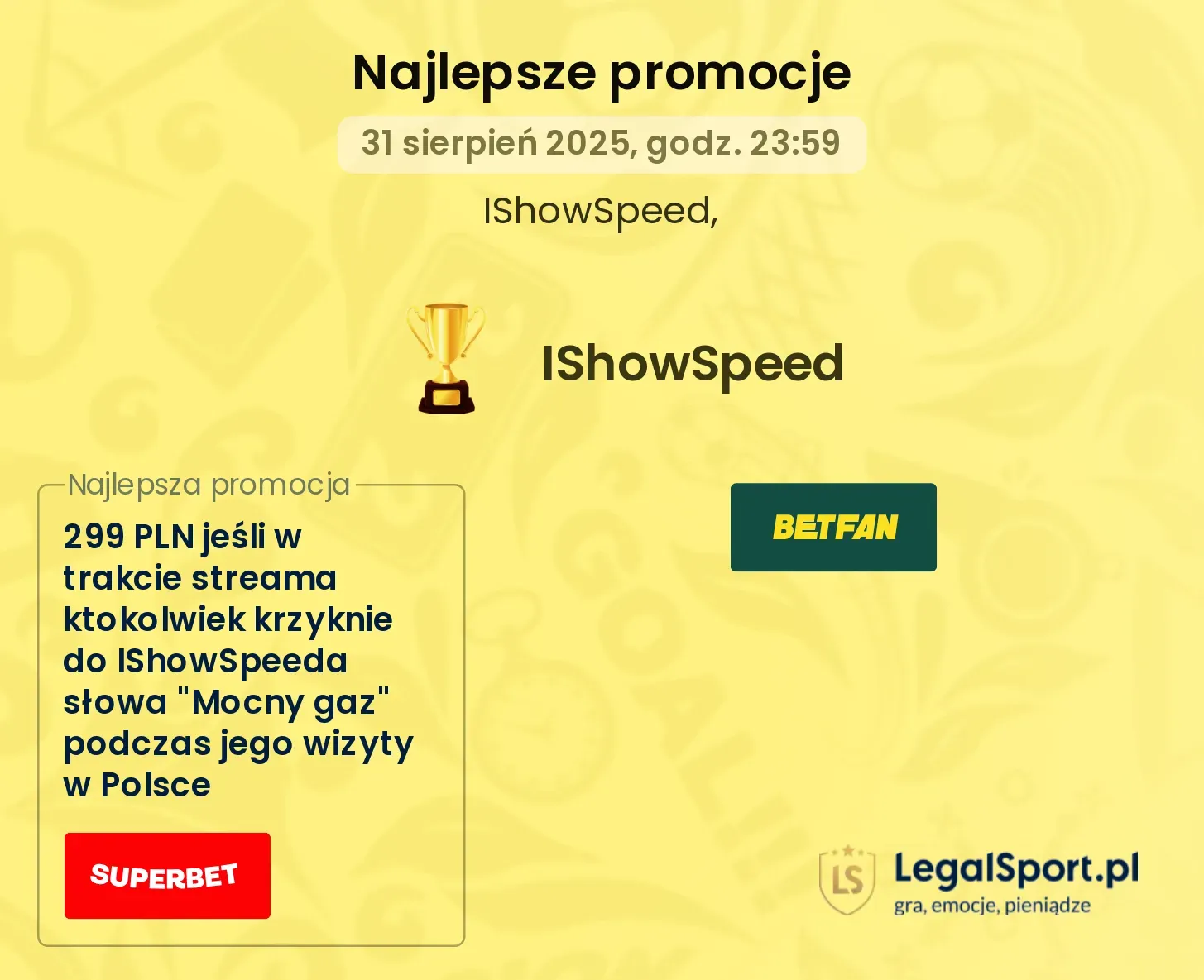 Promocje bukmacherskie na wizytę IShowSpeeda w Polsce