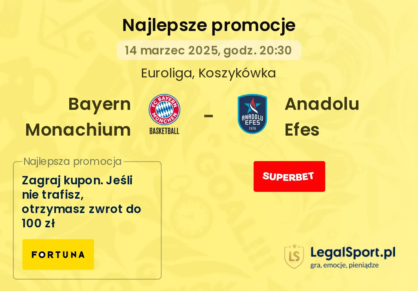 Bayern Monachium - Anadolu Efes promocje bukmacherskie