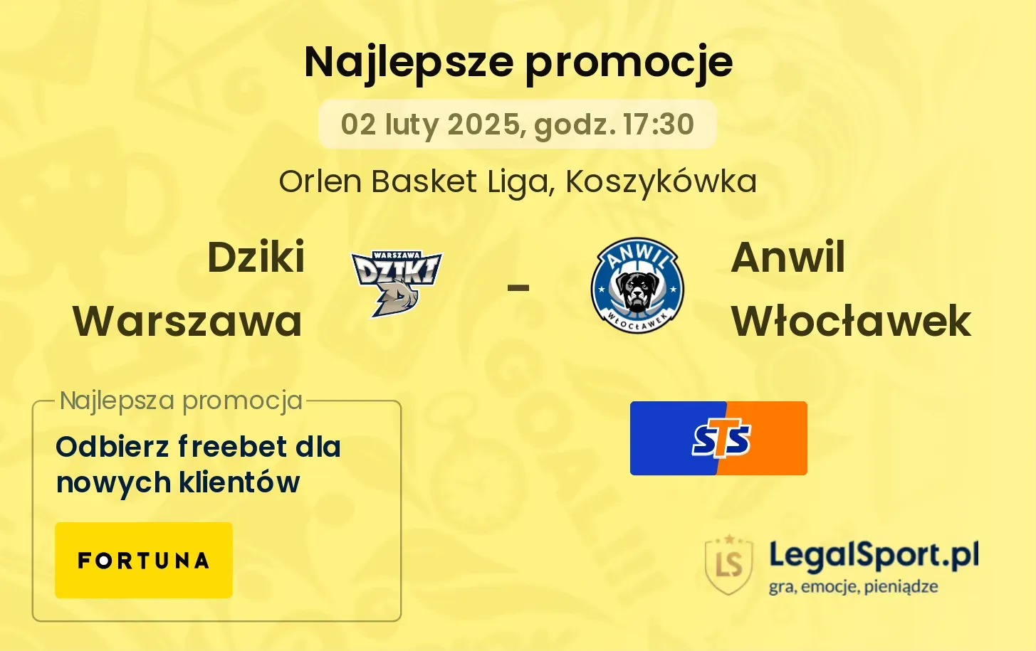 Dziki Warszawa - Anwil Włocławek promocje bukmacherskie