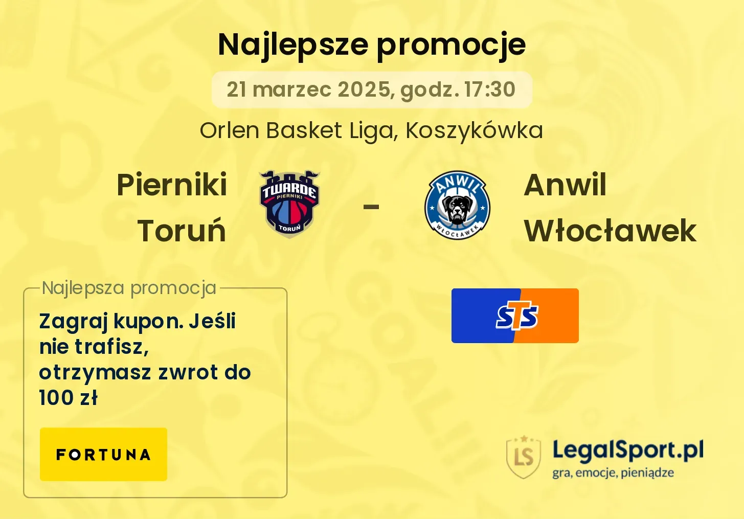 Pierniki Toruń - Anwil Włocławek promocje u bukmacherów