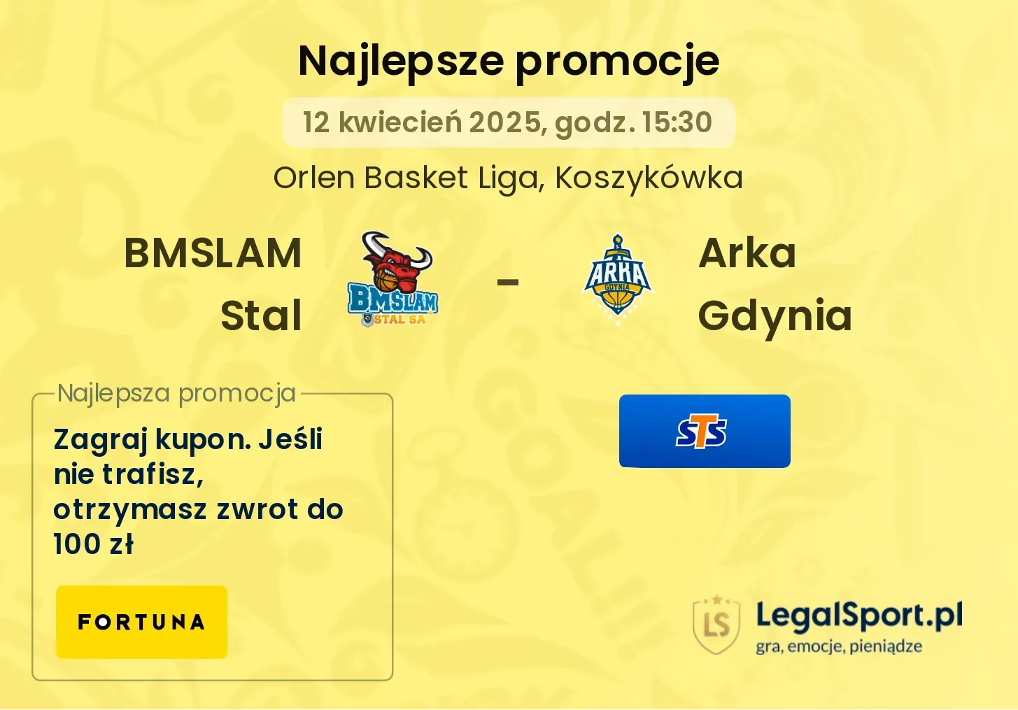 BMSLAM Stal - Arka Gdynia promocje u bukmacherów