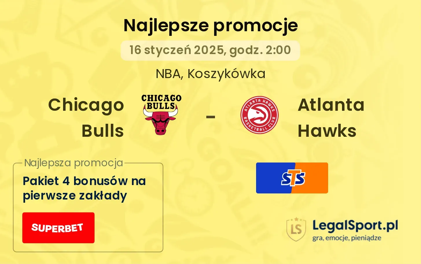 Chicago Bulls - Atlanta Hawks promocje bukmacherskie