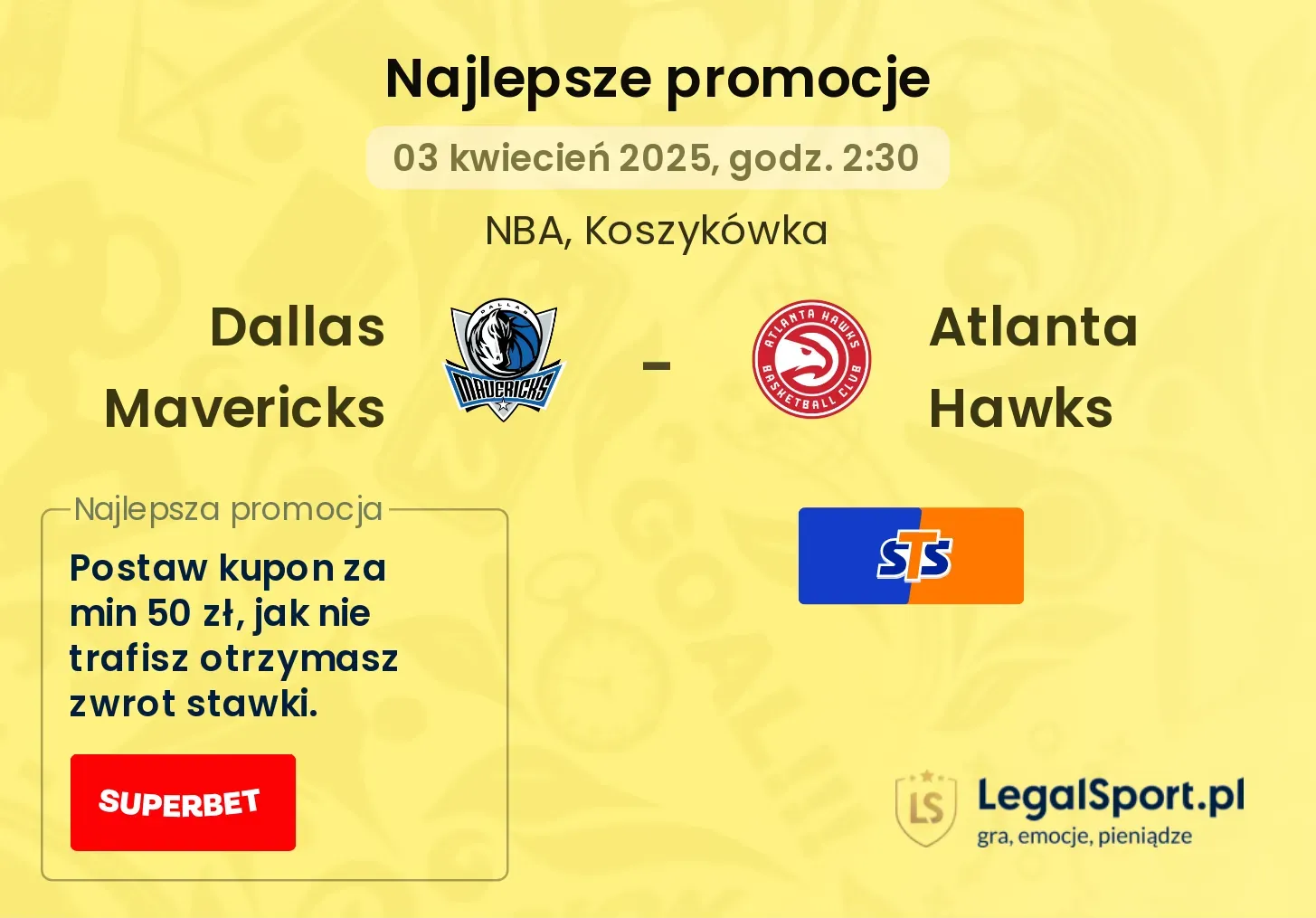 Dallas Mavericks - Atlanta Hawks promocje bukmacherskie