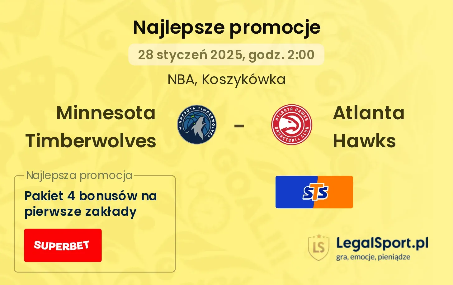 Minnesota Timberwolves - Atlanta Hawks promocje u bukmacherów
