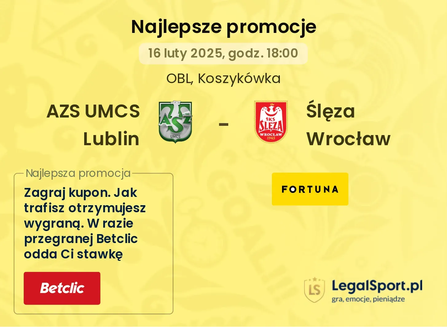 AZS UMCS Lublin - Ślęza Wrocław promocje bonusy na mecz